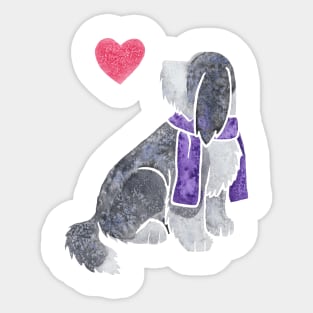 Watercolour Bearded Collie Sticker